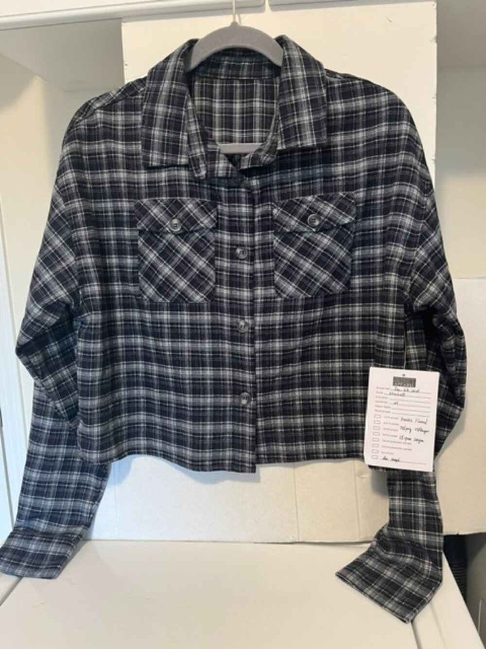 Sweet Apparel plaid crop shirt.